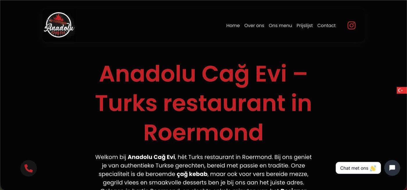 Schermafbeelding van de website anadolucagevi.nl die Online Doekoe bouwde