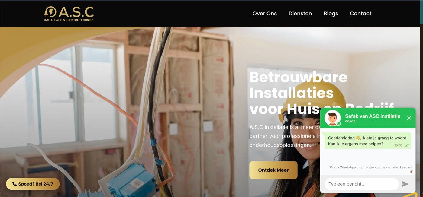 Schermafbeelding van de website asc-installatie.nl die wij bouwden