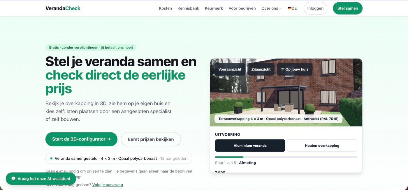 Schermafbeelding van de website verandacheck.nl die Online Doekoe bouwde